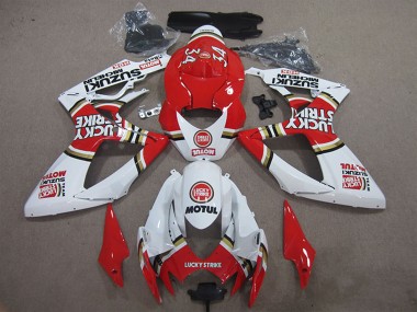 Suzuki GSXR 600 Motorrad Verkleidung 2006-2007 - Weiss Rot Lucky Strike Motul