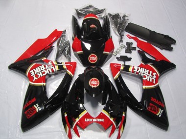 Suzuki GSXR 600 Motorrad Verkleidung 2006-2007 - Glanzendes Schwarz Rot Weiss Lucky Strike Motul