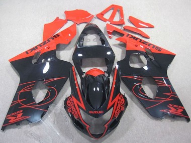 Suzuki GSXR 750 Motorrad Verkleidung 2004-2005 - Rot Glanzendes Schwarz
