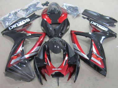 Suzuki GSXR 750 Motorrad Verkleidung 2006-2007 - Rot Glanzendes Schwarz