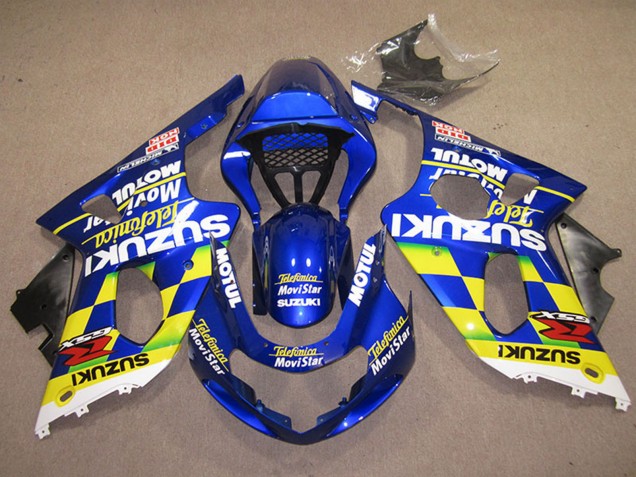 Suzuki GSXR 1000 Motorrad Verkleidung 2000-2002 - Blau Gelb Weiss Telefonica MoviStar
