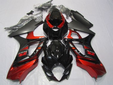 Suzuki GSXR 1000 Motorrad Verkleidung Kit 2007-2008 - Rot Glanzendes Schwarz