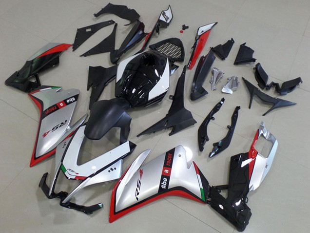 Aprilia RS4 50 125 Motorrad Verkleidung 2012-2018 - Silber Rot Glanzendes Schwarz