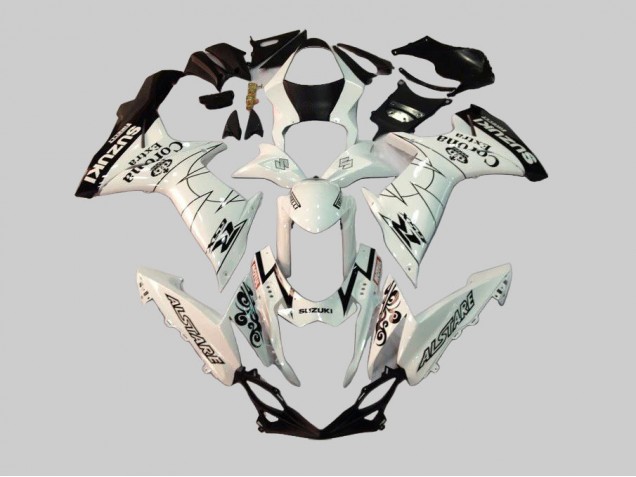 Suzuki GSXR 600/750 Motorrad Verkleidung 2011-2024 - Weiss Schwarz Alstare Corona Extra Motul