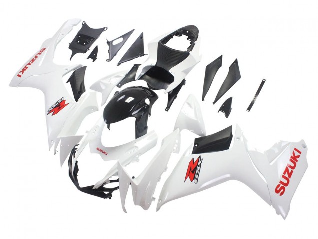Suzuki GSXR 600/750 Motorrad Verkleidung 2011-2024 - Weiss Glanzendes Schwarz Rot Aufkleber