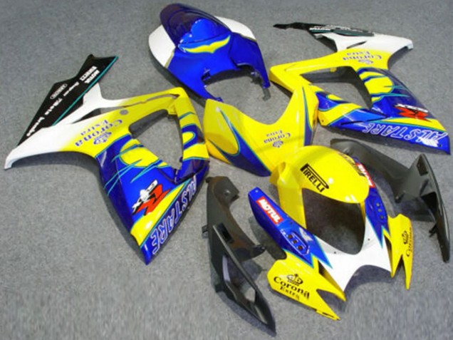 Suzuki GSXR 600/750 Motorrad Verkleidung 2006-2007 - Weiss Blau Gelb Corona Alstare