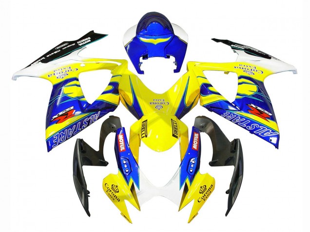 Suzuki GSXR 600/750 Motorrad Verkleidung 2006-2007 - Weiss Blau Gelb Corona Alstare